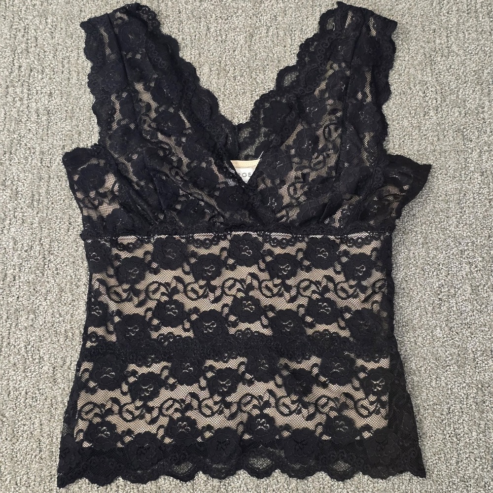 90s Y2k Black Babydoll Floral Lace Top Size XS Dark Feminine Goth